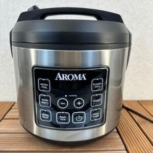 Aroma Rice Cooker Stainless Steel Multi Function White Brown Rice Steam
